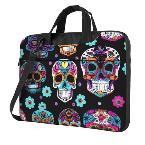Aubnva Leichte vielseitige Büro-Arbeitstasche mit Totenkopf-Motiv, stilvolle und funktionale Laptoptasche, für Damen und Herren, Schwarz , 13 inch von Aubnva