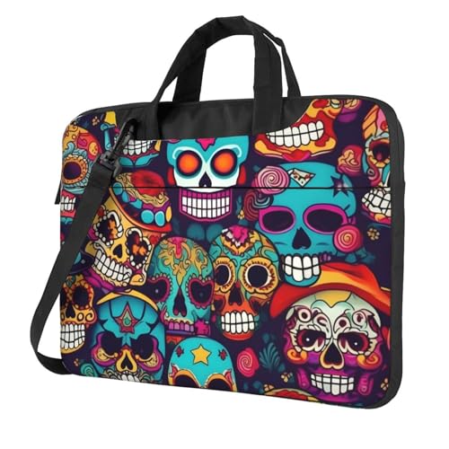 Aubnva Leichte vielseitige Büro-Arbeitstasche mit Totenkopf-Motiv, stilvolle und funktionale Laptoptasche, für Damen und Herren, Schwarz , 15.6 inch von Aubnva