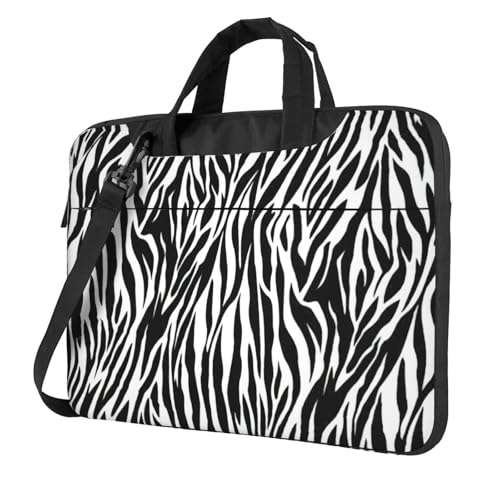 Aubnva Leichte vielseitige Büro-Arbeitstasche mit Zebra-Druck, stilvolle und funktionale Laptoptasche, für Damen und Herren, Schwarz , 13 inch von Aubnva