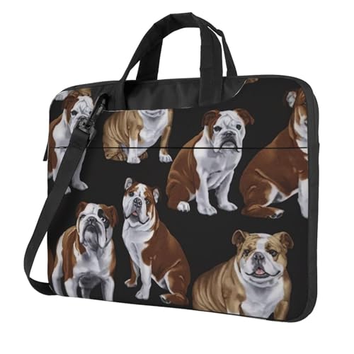 Aubnva Leichte vielseitige Büro-Arbeitstasche mit englischen Bulldoggen, stilvolle und funktionale Laptoptasche, für Damen und Herren, Schwarz , 15.6 inch von Aubnva