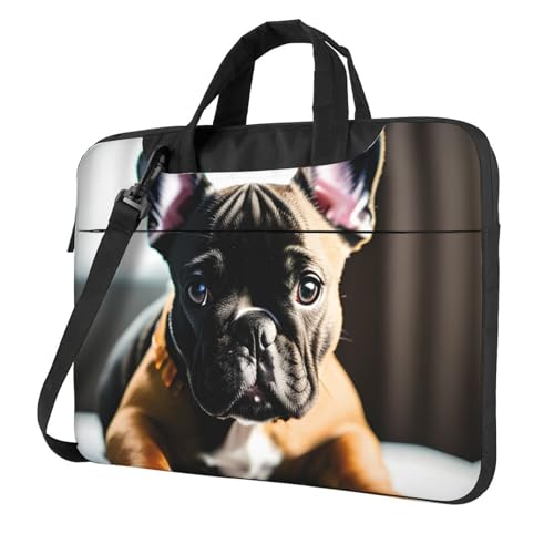 Aubnva Leichte vielseitige Büro-Arbeitstasche mit französischer Bulldogge, stilvolle und funktionale Laptoptasche, für Damen und Herren, Schwarz , 15.6 inch von Aubnva