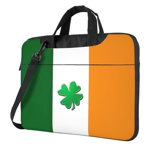 Aubnva Leichte vielseitige Büro-Arbeitstasche mit irischem Flaggen-Druck, stilvolle und funktionale Laptoptasche, für Damen und Herren, Schwarz , 14 inch von Aubnva