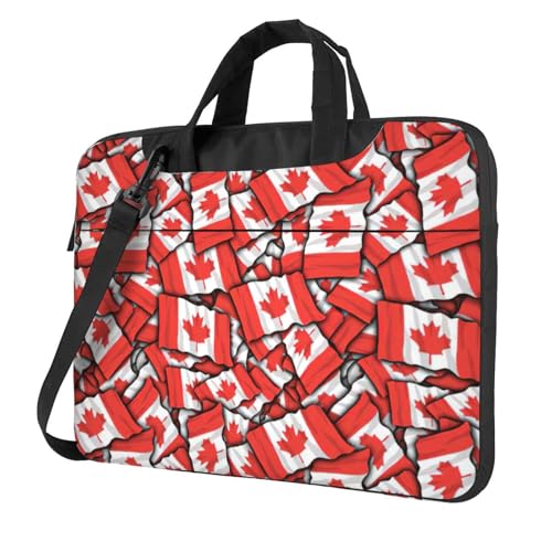 Aubnva Leichte vielseitige Büro-Arbeitstasche mit kanadischer Flagge, stilvolle und funktionale Laptoptasche, für Damen und Herren, Schwarz , 14 inch von Aubnva