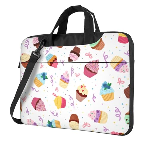 Aubnva Leichte vielseitige Büro-Arbeitstasche mit köstlichem Cupcake-Aufdruck, stilvolle und funktionale Laptop-Tasche, für Damen und Herren, Schwarz , 15.6 inch von Aubnva