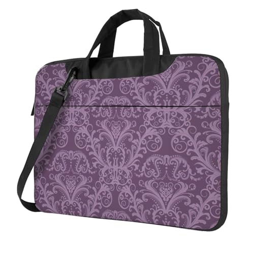 Aubnva Leichte vielseitige Büro-Arbeitstasche mit violettem Aufdruck, stilvolle und funktionale Laptoptasche, für Damen und Herren, Schwarz , 13 inch von Aubnva