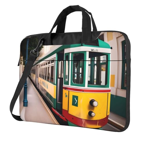 Aubnva Lissabon Tram Pattern Print Leichte Vielseitige Büro Arbeitstasche Stilvolle und funktionale Laptoptasche Damen Herren, Schwarz , 15.6 inch von Aubnva