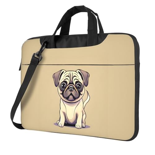 Aubnva Lustige Cartoon-Mops-Hunde-Druck, leicht, vielseitig, Büro, Arbeit, stilvolle und funktionale Laptop-Tasche, für Damen und Herren, Schwarz , 13 inch Aubnva Lustige Cartoon-Mops-Hunde-Druck, leicht, vielseitig, Büro, Arbeit, stilvolle und funktionale Laptop-Tasche, für Damen und Herren, Schwarz , 13 inch von Aubnva