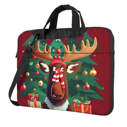 Aubnva Lustige Weihnachts-Elch-Druck, leicht, vielseitig, Büro-Arbeitstasche, stilvolle und funktionale Laptop-Tasche, für Damen und Herren, Schwarz , 13 inch Aubnva Lustige Weihnachts-Elch-Druck, leicht, vielseitig, Büro-Arbeitstasche, stilvolle und funktionale Laptop-Tasche, für Damen und Herren, Schwarz , 13 inch von Aubnva