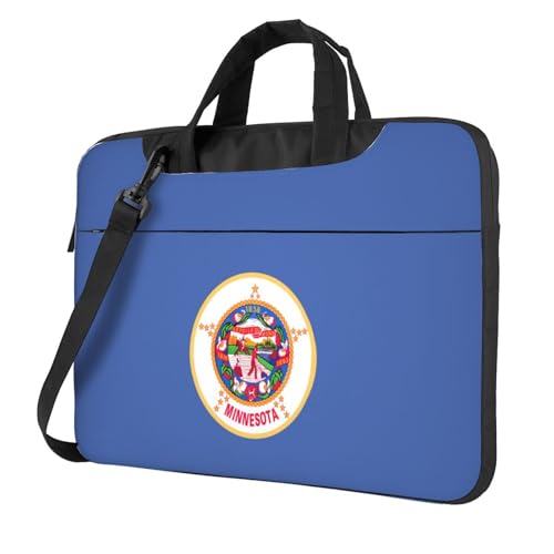Aubnva Minnesota State Flag Print Leichte vielseitige Büro-Arbeitstasche Stilvolle und funktionale Laptoptasche Damen Herren, Schwarz , 13 inch von Aubnva