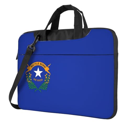 Aubnva Nevada State Flag Print Leichte vielseitige Büro-Arbeitstasche Stilvolle und funktionale Laptoptasche Damen Herren, Schwarz , 13 inch von Aubnva