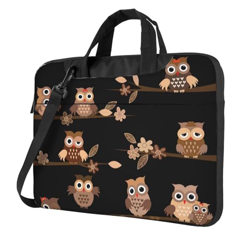 Aubnva Niedliche braune Cartoon-Eulen-Druck, leicht, vielseitig, Büro-Arbeitstasche, stilvolle und funktionale Laptop-Tasche, für Damen und Herren, Schwarz , 13 inch Aubnva Niedliche braune Cartoon-Eulen-Druck, leicht, vielseitig, Büro-Arbeitstasche, stilvolle und funktionale Laptop-Tasche, für Damen und Herren, Schwarz , 13 inch von Aubnva