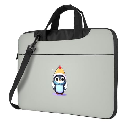 Aubnva Niedlicher Pinguin-Druck, leicht, vielseitig, Büro-Arbeitstasche, stilvolle und funktionale Laptop-Tasche, für Damen und Herren, Schwarz , 15.6 inch von Aubnva