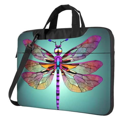 Aubnva Niedliches Libellenmuster, leicht, vielseitig, Büro-Arbeitstasche, stilvolle und funktionale Laptoptasche, für Damen und Herren, Schwarz , 15.6 inch von Aubnva
