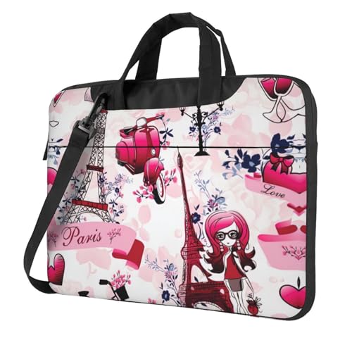 Aubnva Paris Eiffelturm Frankreich Druck leichte vielseitige Büro Arbeitstasche Stilvolle und funktionale Laptoptasche Damen Herren, Schwarz , 14 inch von Aubnva