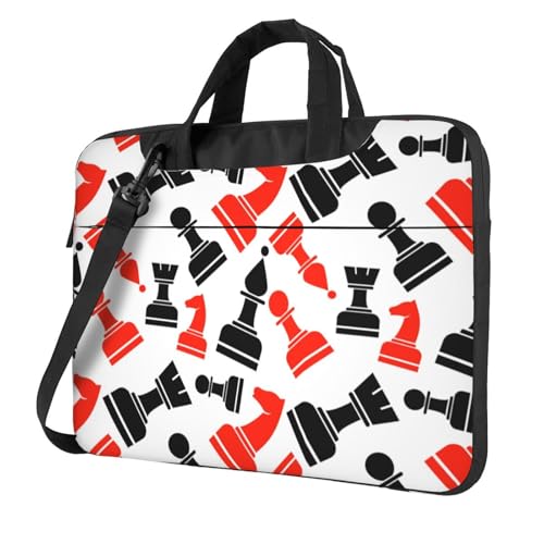 Aubnva Schachmuster-Druck, leicht, vielseitig, Büro-Arbeitstasche, stilvolle und funktionale Laptop-Tasche, für Damen und Herren, Schwarz , 15.6 inch von Aubnva