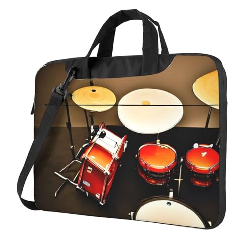 Aubnva Schlagzeug-Set-Standard-Druck, leicht, vielseitig, Büro-Arbeitstasche, stilvolle und funktionale Laptop-Tasche, für Damen und Herren, Schwarz , 14 inch von Aubnva