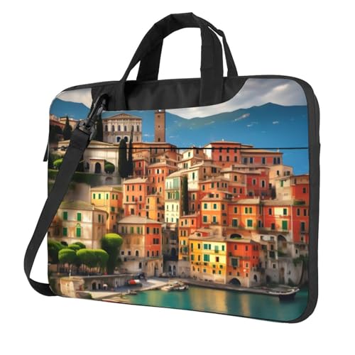 Aubnva Schöne Italien-Druck, leicht, vielseitig, Büro-Arbeitstasche, stilvolle und funktionale Laptoptasche, für Damen und Herren, Schwarz , 15.6 inch von Aubnva