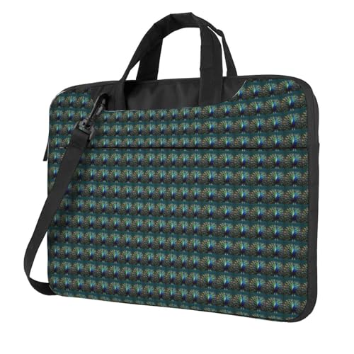 Aubnva Schöne Pfauenaufdruck, leicht, vielseitig, Büro-Arbeitstasche, stilvolle und funktionale Laptoptasche, für Damen und Herren, Schwarz , 15.6 inch von Aubnva