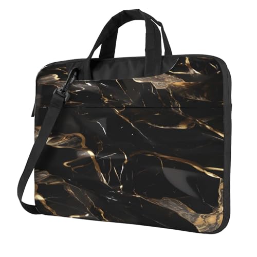 Aubnva Schwarz-goldener Marmor-Druck, leicht, vielseitig, Büro-Arbeitstasche, stilvolle und funktionale Laptop-Tasche, für Damen und Herren, Schwarz , 14 inch Aubnva Schwarz-goldener Marmor-Druck, leicht, vielseitig, Büro-Arbeitstasche, stilvolle und funktionale Laptop-Tasche, für Damen und Herren, Schwarz , 14 inch von Aubnva