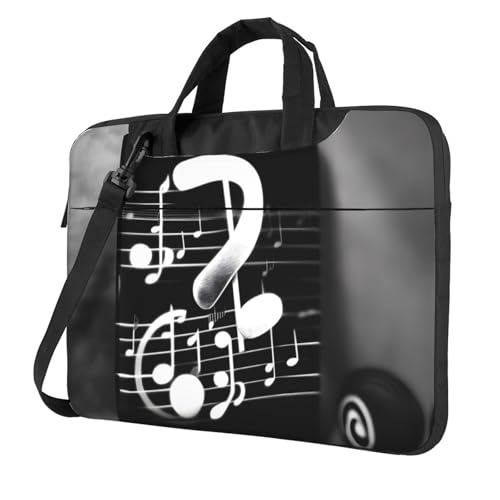 Aubnva Schwarz-weiße Tasche mit Musiknoten-Druck, leicht, vielseitig, Büro, Arbeit, stilvolle und funktionale Laptop-Tasche, für Damen und Herren von Aubnva