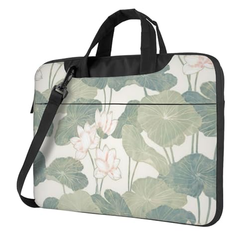Aubnva Schwarze Lilien-Pads-Druck, leicht, vielseitig, Büro-Arbeitstasche, stilvolle und funktionale Laptop-Tasche, für Damen und Herren, Schwarz , 15.6 inch von Aubnva