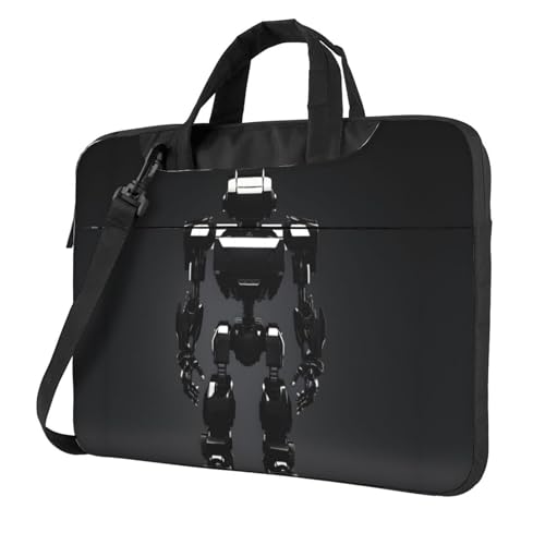Aubnva Schwarze Tasche mit Roboter-Druck, leicht, vielseitig, Büro, Arbeit, stilvolle und funktionale Laptoptasche, für Damen und Herren, Schwarz , 14 inch von Aubnva