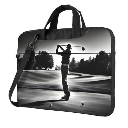 Aubnva Schwarze und weiße Golf-Aufdruck, leicht, vielseitig, Büro-Arbeitstasche, stilvolle und funktionale Laptop-Tasche, für Damen und Herren, Schwarz , 14 inch Aubnva Schwarze und weiße Golf-Aufdruck, leicht, vielseitig, Büro-Arbeitstasche, stilvolle und funktionale Laptop-Tasche, für Damen und Herren, Schwarz , 14 inch von Aubnva
