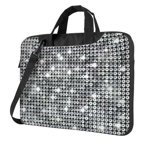 Aubnva Silberne Pailletten-Glitzermuster-Druck, leicht, vielseitig, Büro-Arbeitstasche, stilvolle und funktionale Laptop-Tasche, für Damen und Herren, Schwarz , 14 inch Aubnva Silberne Pailletten-Glitzermuster-Druck, leicht, vielseitig, Büro-Arbeitstasche, stilvolle und funktionale Laptop-Tasche, für Damen und Herren, Schwarz , 14 inch von Aubnva