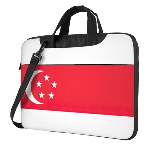 Aubnva Singapur-Flagge, leicht, vielseitig, Büro-Arbeitstasche, stilvolle und funktionale Laptoptasche, für Damen und Herren, Schwarz , 14 inch von Aubnva