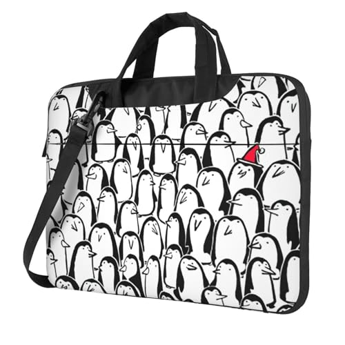 Aubnva Stilvolle Pinguin-Aufdruck, leicht, vielseitig, Büro-Arbeitstasche, stilvolle und funktionale Laptop-Tasche, für Damen und Herren, Schwarz , 15.6 inch von Aubnva