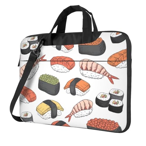 Aubnva Sushi-Druck, leicht, vielseitig, Büro-Arbeitstasche, stilvolle und funktionale Laptop-Tasche, für Damen und Herren, Schwarz , 14 inch von Aubnva