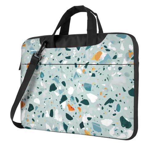 Aubnva Terrazzo Laptoptasche mit Marmor-Druck, leicht, vielseitig, Büro, Arbeit, stilvolle und funktionale Laptoptasche, für Damen und Herren, Schwarz , 15.6 inch von Aubnva