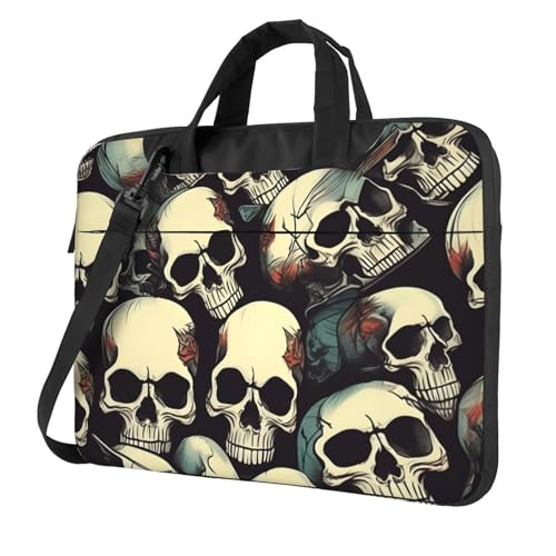 Aubnva Totenkopf-Skelett-Druck, leicht, vielseitig, Büro-Arbeitstasche, stilvolle und funktionale Laptop-Tasche, für Damen und Herren, Schwarz , 13 inch Aubnva Totenkopf-Skelett-Druck, leicht, vielseitig, Büro-Arbeitstasche, stilvolle und funktionale Laptop-Tasche, für Damen und Herren, Schwarz , 13 inch von Aubnva