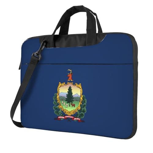 Aubnva Vermont State Flag Print Leichte vielseitige Büro-Arbeitstasche Stilvolle und funktionale Laptoptasche Damen Herren, Schwarz , 15.6 inch von Aubnva