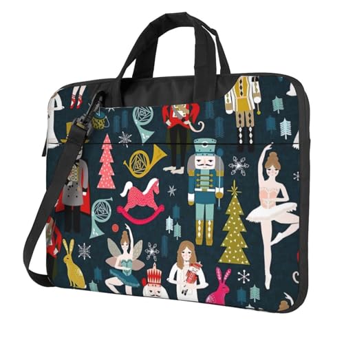 Aubnva Women_S Nussknacker-Ballett-Weihnachts-Tanz-Druck, leicht, vielseitig, Büro, Arbeitstasche, stilvolle und funktionale Laptop-Tasche, für Damen und Herren, Schwarz , 14 inch von Aubnva