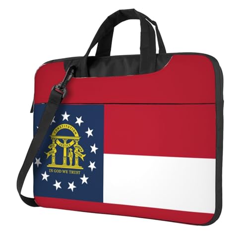 Georgia-Flaggen-Druck, leicht, vielseitig, Büro-Arbeitstasche, stilvolle und funktionale Laptop-Tasche, für Damen und Herren, Schwarz , 15.6 inch von Aubnva