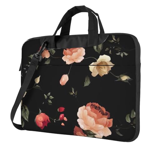Herbstlicher schöner Blumendruck, leicht, vielseitig, Büro, Arbeit, stilvolle und funktionale Laptoptasche, für Damen und Herren, Schwarz , 14 inch Herbstlicher schöner Blumendruck, leicht, vielseitig, Büro, Arbeit, stilvolle und funktionale Laptoptasche, für Damen und Herren, Schwarz , 14 inch von Aubnva