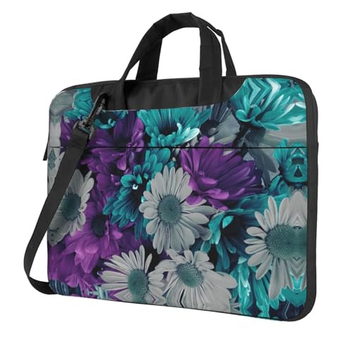 Laptoptasche mit Blumendruck, leicht, vielseitig, für Büro, Arbeit, stilvolle und funktionale Laptop-Tasche, Violett und Blaugrün, Schwarz , 13 inch Laptoptasche mit Blumendruck, leicht, vielseitig, für Büro, Arbeit, stilvolle und funktionale Laptop-Tasche, Violett und Blaugrün, Schwarz , 13 inch von Aubnva