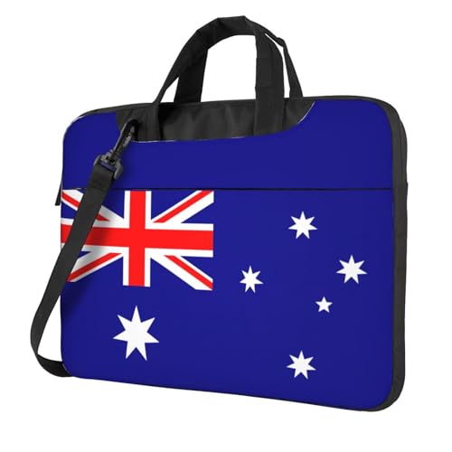 Laptoptasche mit australischer Flagge, leicht, vielseitig, Büro, Arbeit, stilvolle und funktionale Laptoptasche, für Damen und Herren, Schwarz , 15.6 inch von Aubnva