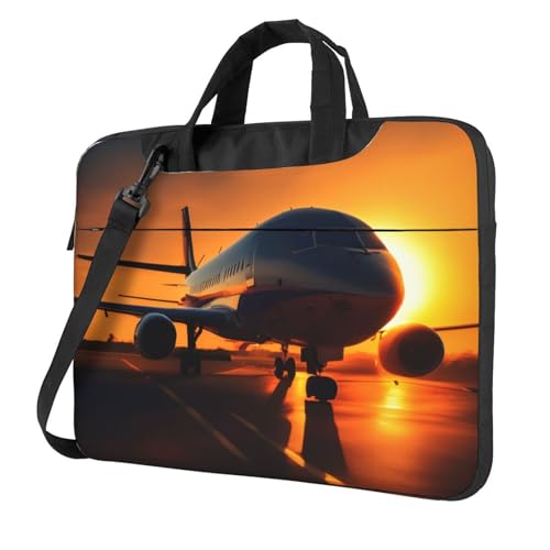 Leichte und vielseitige Büro-Arbeitstasche mit Flugzeug bei Sonnenuntergang, stilvolle und funktionale Laptoptasche, für Damen und Herren, Schwarz , 13 inch Leichte und vielseitige Büro-Arbeitstasche mit Flugzeug bei Sonnenuntergang, stilvolle und funktionale Laptoptasche, für Damen und Herren, Schwarz , 13 inch von Aubnva