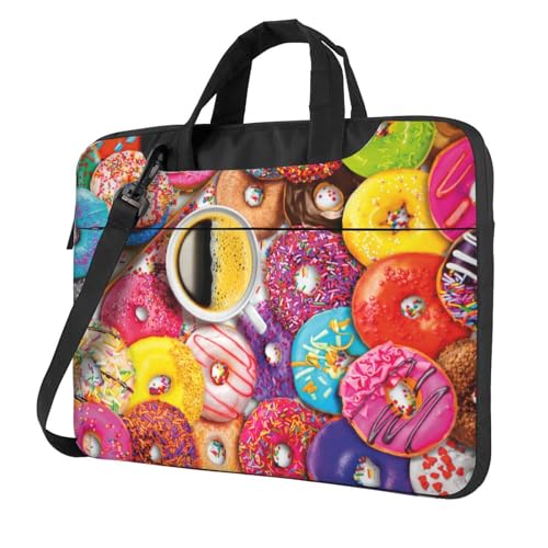 Leichte und vielseitige Büro-Arbeitstasche mit Kaffee- und Donuts-Aufdruck, stilvolle und funktionale Laptoptasche, für Damen und Herren, Schwarz , 15.6 inch Leichte und vielseitige Büro-Arbeitstasche mit Kaffee- und Donuts-Aufdruck, stilvolle und funktionale Laptoptasche, für Damen und Herren, Schwarz , 15.6 inch von Aubnva