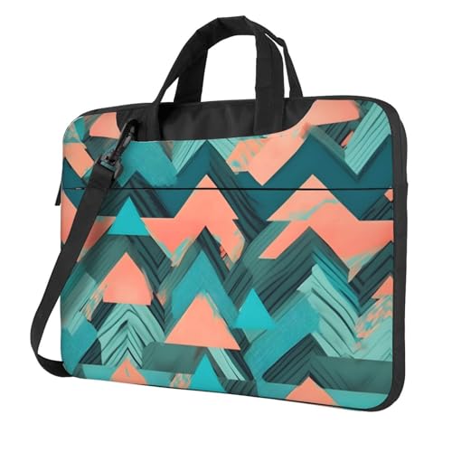 Leichte und vielseitige Büro-Arbeitstasche mit Pfeil-Aufdruck, stilvolle und funktionale Laptoptasche, für Damen und Herren, Korallenrot und Blaugrün, Schwarz , 15.6 inch von Aubnva