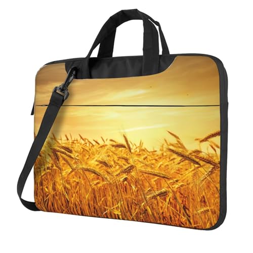 Leichte vielseitige Büro-Arbeitstasche mit Weizenfelddruck, stilvolle und funktionale Laptoptasche, Damen und Herren, Schwarz , 15.6 inch von Aubnva
