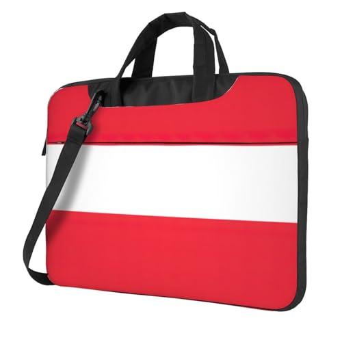 Leichte vielseitige Büro-Arbeitstasche mit österreichischem Flaggen-Druck, stilvolle und funktionale Laptoptasche, Damen und Herren, Schwarz , 14 inch von Aubnva