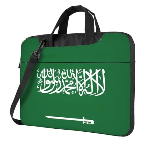 Leichte vielseitige Büro-Arbeitstasche mit saudi-arabischer Flagge, stilvolle und funktionale Laptop-Tasche, für Damen und Herren, Schwarz , 15.6 inch von Aubnva