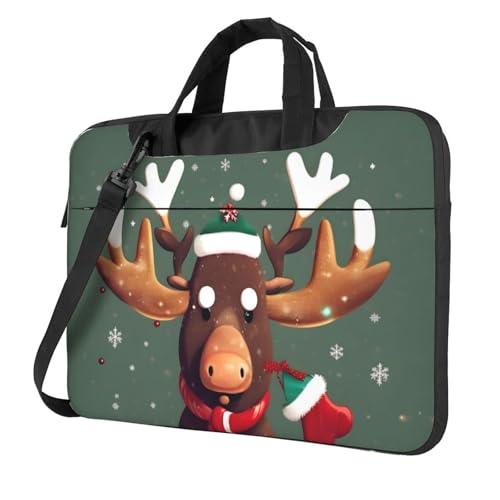 Lustige Weihnachts-Elchkopf-Druck, leicht, vielseitig, Büro-Arbeitstasche, stilvolle und funktionale Laptop-Tasche, für Damen und Herren, Schwarz , 15.6 inch Lustige Weihnachts-Elchkopf-Druck, leicht, vielseitig, Büro-Arbeitstasche, stilvolle und funktionale Laptop-Tasche, für Damen und Herren, Schwarz , 15.6 inch von Aubnva