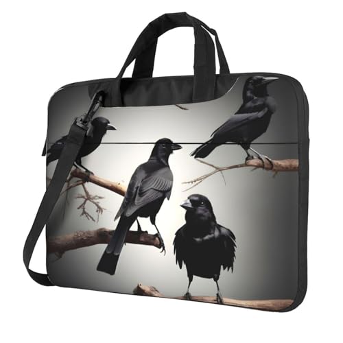 Schwarze Krähenvögel auf einem Ast, leicht, vielseitig, Büro-Arbeitstasche, stilvolle und funktionale Laptoptasche, für Damen und Herren, Schwarz , 14 inch Schwarze Krähenvögel auf einem Ast, leicht, vielseitig, Büro-Arbeitstasche, stilvolle und funktionale Laptoptasche, für Damen und Herren, Schwarz , 14 inch von Aubnva