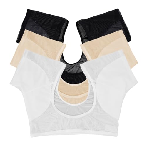 Aucckiz 3 Stück Sweat Shirts Damen Atmungsaktiver Schweißschutz Achselschweißweste Damen Saugfähige Kurzarmweste Unterarmpflegeshirt für Yoga Sport （L） von Aucckiz