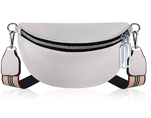 Aucenix Bauchtasche Damen Crossbody Bags - Gürteltasche Handtasche mit Breiter Gurt für Mädchen, Mode Hüfttasche mit verstellbarem Riemen, Stylisch Crossbag mit Premium PU Leder (Weiß) von Aucenix