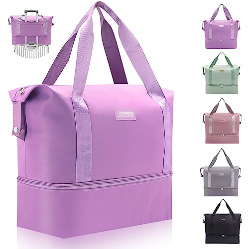 Reisetasche für Damen – groß auf Tragetasche & Weekender Duffle para mit Trolleyhülle, trocken, getrennte multifunktionale Übernachtungstaschen, Sporttasche, Umstands-Krankenhaus-Tasche, erweiterbar von Aucenix